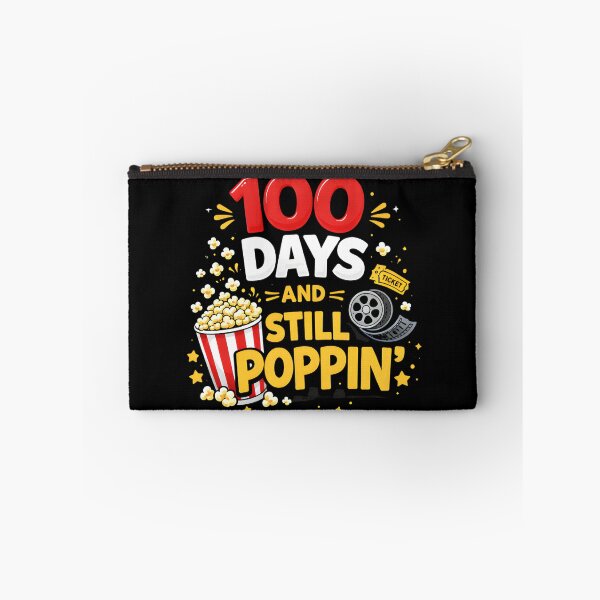 Item preview, 100 Days And Still Poppin Neon Red Glow Black Background Colorful Popcorn 100th Day School Shirt designed and sold by JaaCreativeShop.