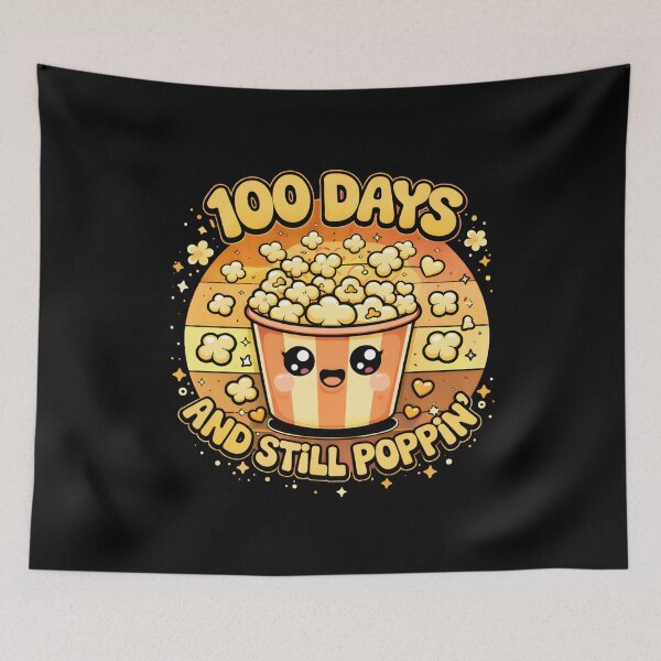 Item preview, 100 Days And Still Poppin Kawaii Smiling Popcorn Gold Dark Background 100th Day School Shirt designed and sold by JaaCreativeShop.