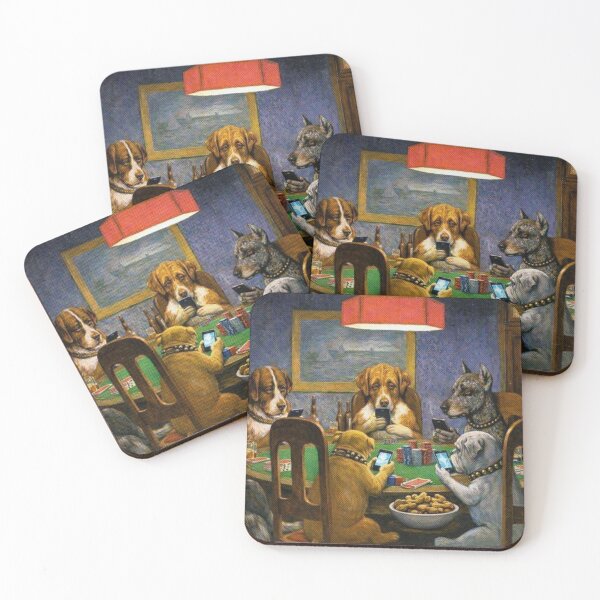 Item preview, Dogs Playing Poker with Smartphones designed and sold by PopCultureArtShop.