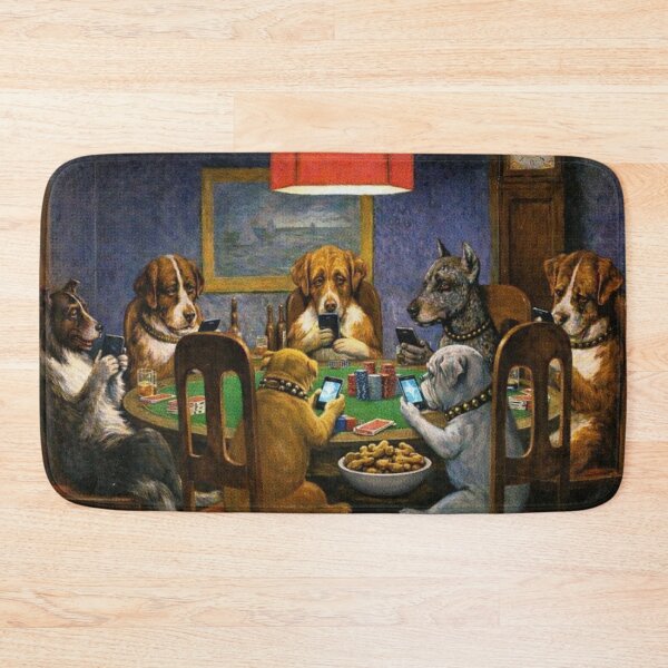 Item preview, Dogs Playing Poker with Smartphones designed and sold by PopCultureArtShop.