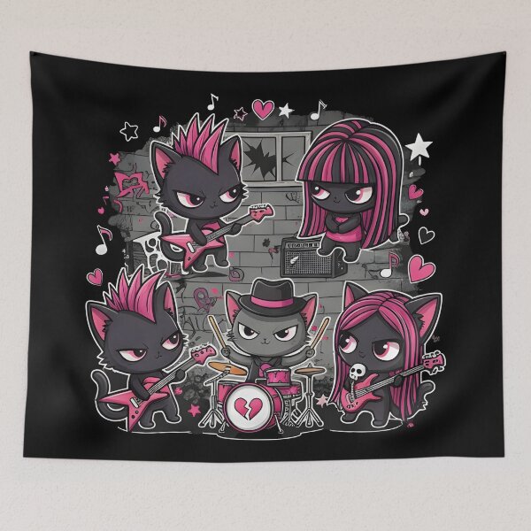 Item preview, music emo Emo Cat Rock Band designed and sold by Uglyandcute.