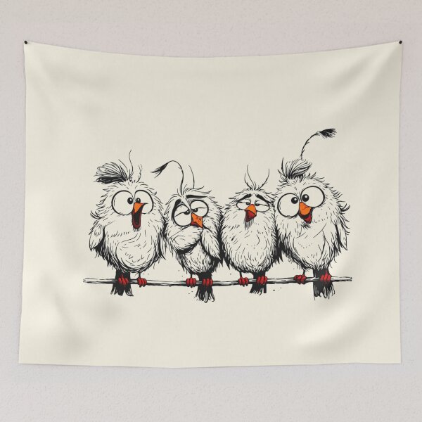 Item preview, Funny birds black and white minimalist art  designed and sold by Natart1004.