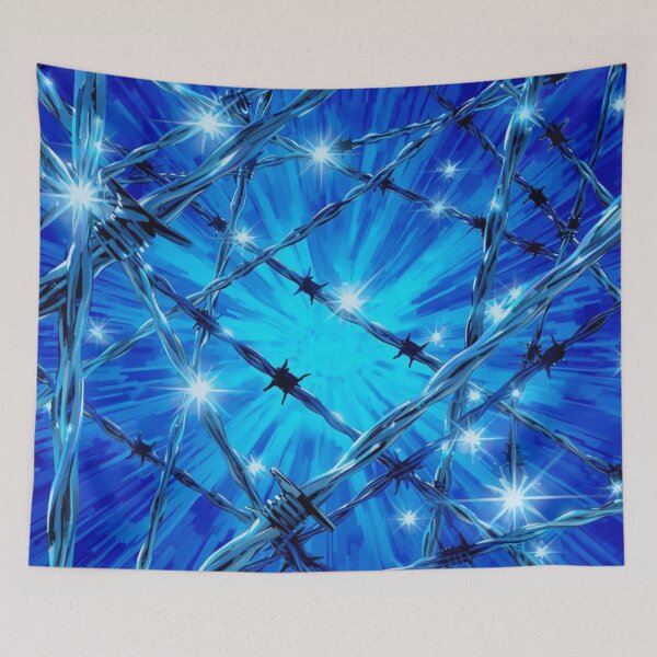 Item preview, Blue Metallic Barbed Wire Pattern designed and sold by Mark Cannon.