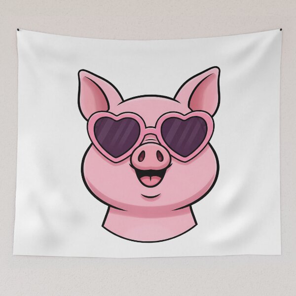 Item preview, Cute Pig Head Heart Sunglasses Cartoon designed and sold by k3rstman1.