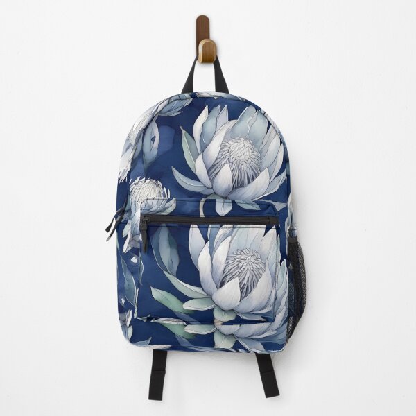 Item preview, Navy Botanical White Protea Doodle Repeat Pattern designed and sold by sana designer.
