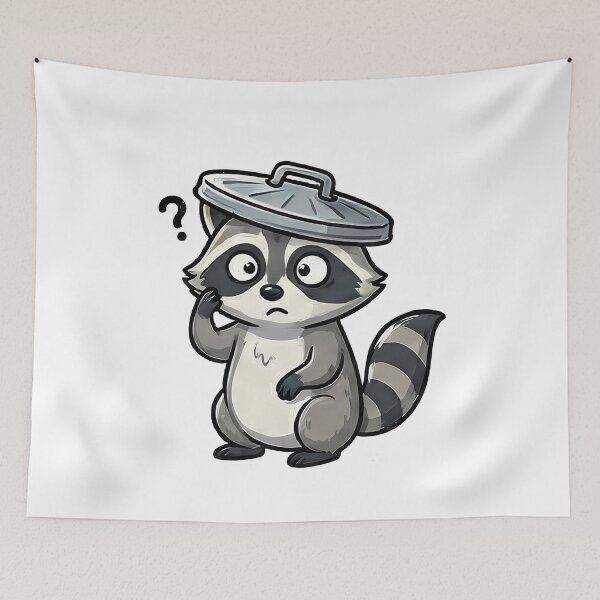 Item preview, Confused Raccoon with Trash Can Lid designed and sold by k3rstman1.