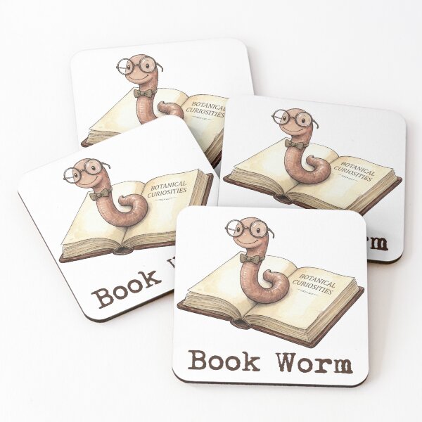 Item preview, Book Worm Cute Earthworm Reading Vintage Style designed and sold by DigitalGlade.