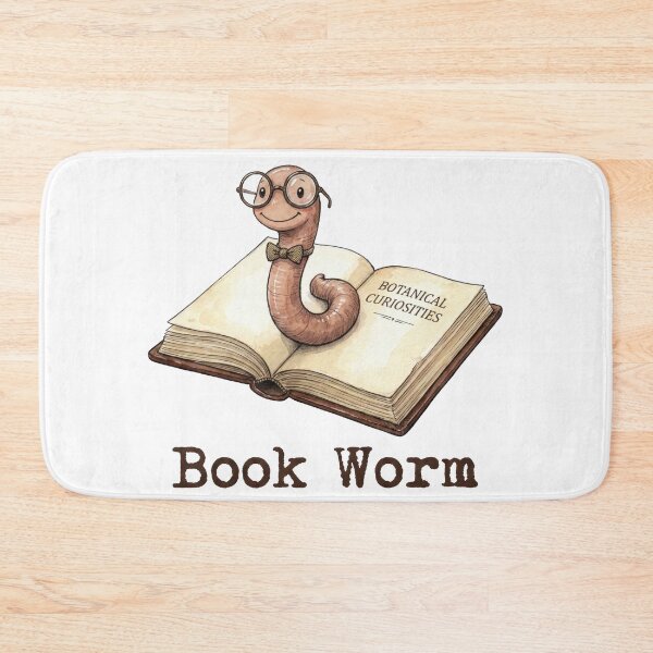 Item preview, Book Worm Cute Earthworm Reading Vintage Style designed and sold by DigitalGlade.