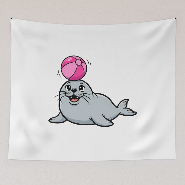 Item preview, Cute Cartoon Seal Balancing Pink Ball designed and sold by k3rstman1.