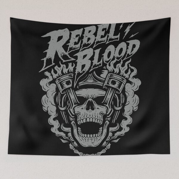 Item preview, Rebel Blood Skull Piston Flames Motorcycle Rebel Art designed and sold by kosongxlima.