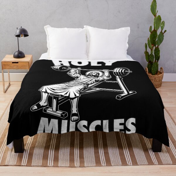 Item preview, Holy Muscles - Jesus Gym Bodybuilding Satire designed and sold by WAMTEES.