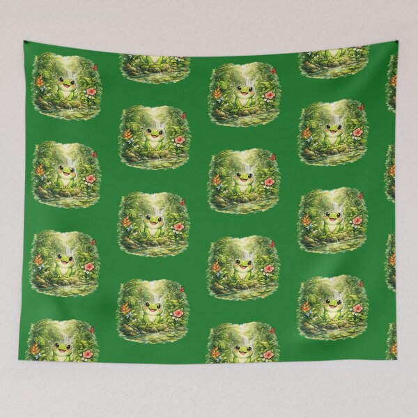 Item preview, A happy frog in the lush jungle designed and sold by FroggyOnly.