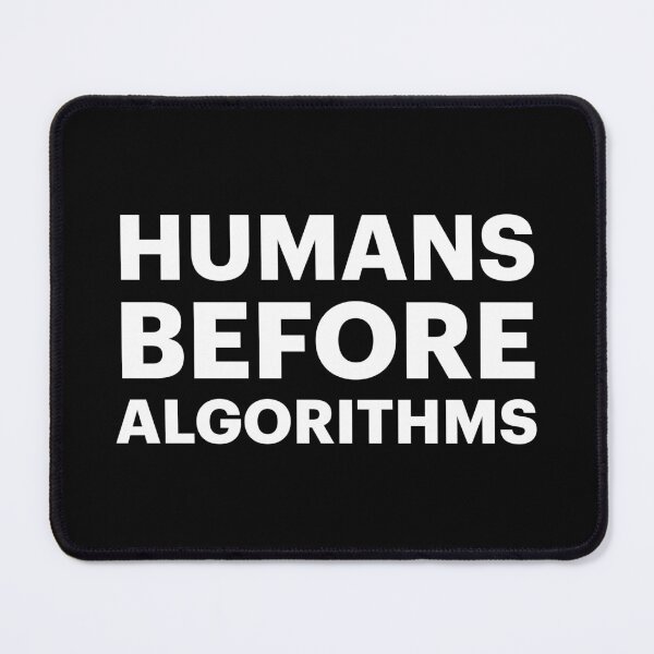 Item preview, HUMANS BEFORE ALGORITHMS | Anti-AI Protest (White text) designed and sold by STUDIO-72.