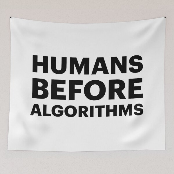 Item preview, HUMANS BEFORE ALGORITHMS | Anti-AI Protest (Black text) designed and sold by STUDIO-72.