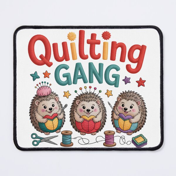 Item preview, Quilting Gang – Cute Hedgehog Stitchers designed and sold by JessArty ⭐⭐⭐⭐⭐.