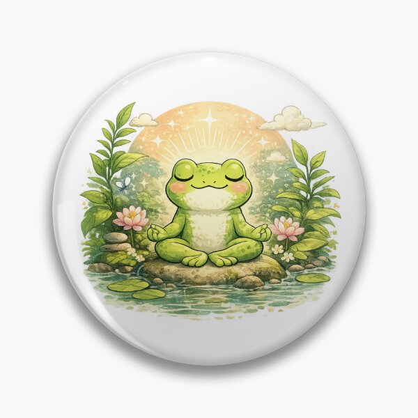 Item preview, Meditating frog in a lotus designed and sold by FroggyOnly.