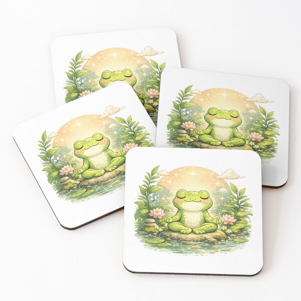 Item preview, Meditating frog in a lotus designed and sold by FroggyOnly.