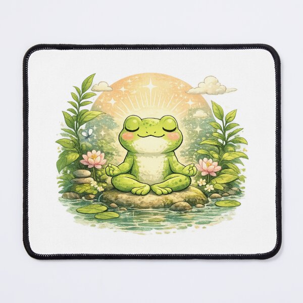 Item preview, Meditating frog in a lotus designed and sold by FroggyOnly.