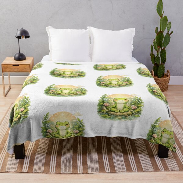 Item preview, Meditating frog in a lotus designed and sold by FroggyOnly.