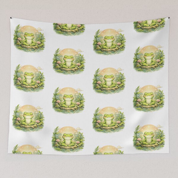 Item preview, Meditating frog in a lotus designed and sold by FroggyOnly.