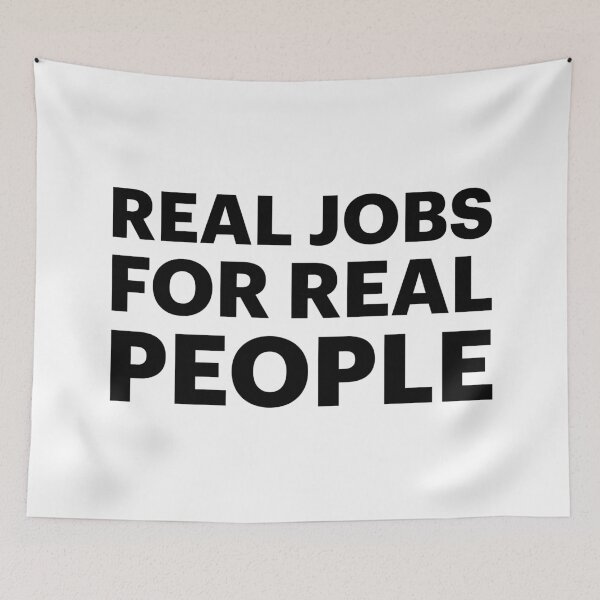 Item preview, Real Jobs For Real People | No Bots (Black text) designed and sold by STUDIO-72.
