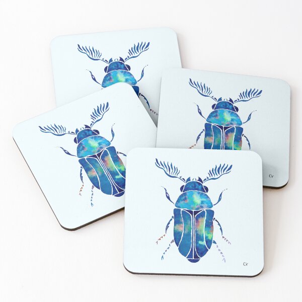 Item preview, Watercolour Ptilinus Beetle Blue designed and sold by ChloeHaumea.