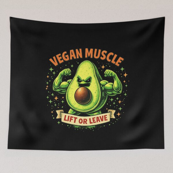 Item preview, Vegan Muscle – Lift or Leave | Retro Avocado Gym Design designed and sold by VibeOffline Studio.