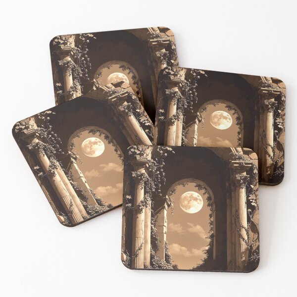 Item preview, Ivy-Covered Stone Archway with Moon – Sepia Art designed and sold by semenol.