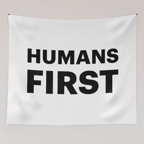 Item preview, HUMANS FIRST | No AI Robots (Black text) designed and sold by STUDIO-72.