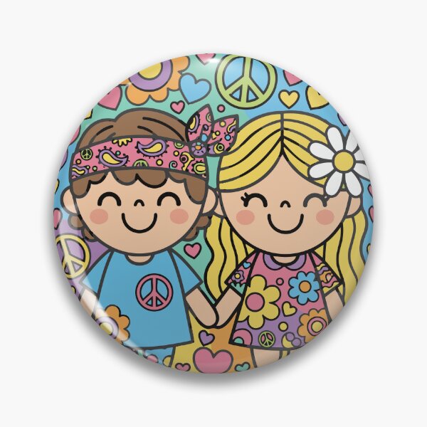 Item preview, Kawaii Summer of Love Hippie Kids – Retro 1967 Peace & Love Graphic designed and sold by Far Out Goods.