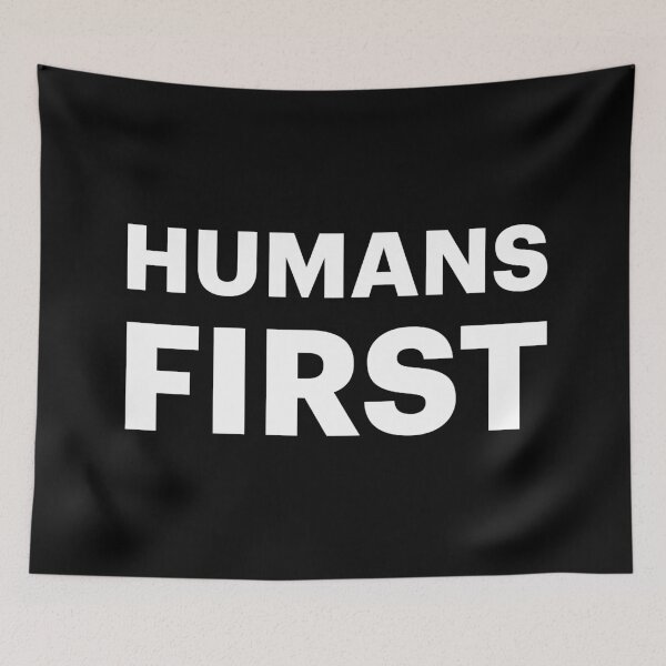 Item preview, HUMANS FIRST | No AI Robots (White text) designed and sold by STUDIO-72.
