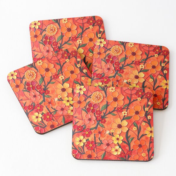 Item preview, Bold Orange Little Flowers designed and sold by Sachie's Studio.