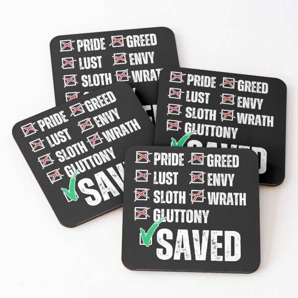 Item preview, Saved Not Sinful – Seven Deadly Sins Checklist Christian Salvation Design Distressed White Font designed and sold by GFamilyC.