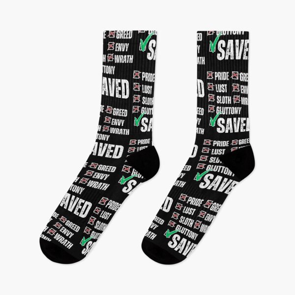 Item preview, Saved Not Sinful – Seven Deadly Sins Checklist Christian Salvation Design Distressed White Font designed and sold by GFamilyC.