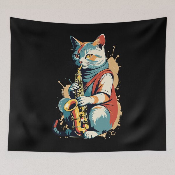 Item preview, Saxophonist Cat Funny Jazz  designed and sold by MENIMESHOP.