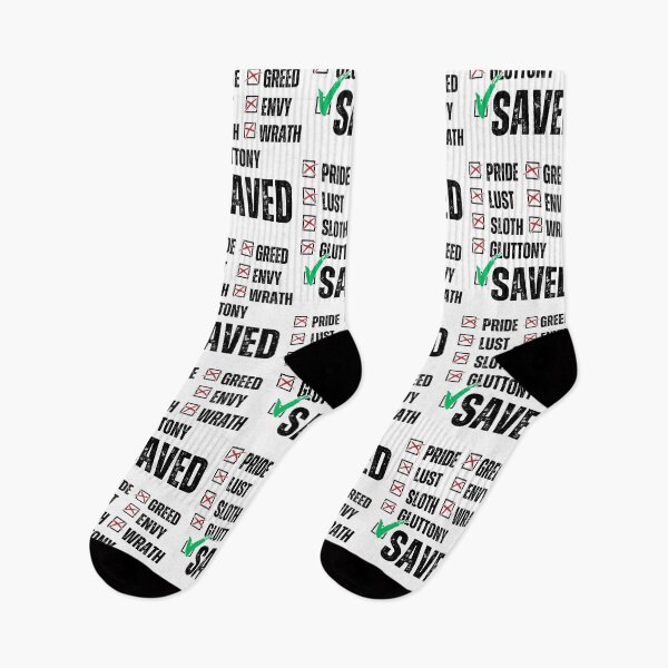 Item preview, Saved Not Sinful – Seven Deadly Sins Checklist Christian Salvation Design Distressed Black Font designed and sold by GFamilyC.