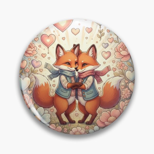 Item preview, Adorable Fox Couple Illustration – Cute Hearts Design designed and sold by Bittor18.