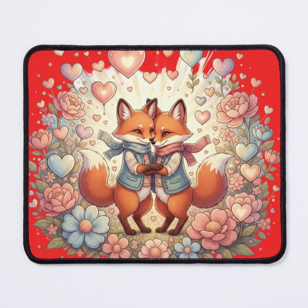 Item preview, Adorable Fox Couple Illustration – Cute Hearts Design designed and sold by Bittor18.
