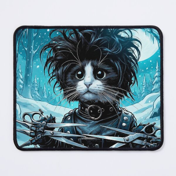Item preview, Young Scissorhands Cat in Snowy Forest designed and sold by Mistermike248.