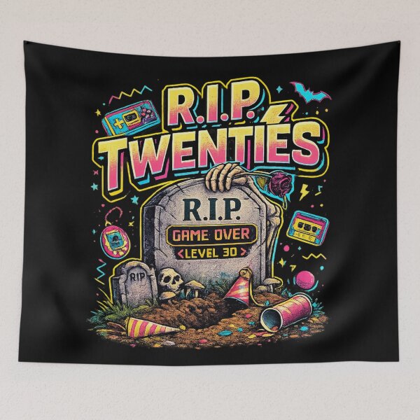 Item preview, RIP Twenties tombstone | 30th birthday humor designed and sold by SigilandThread.
