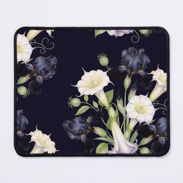 Item preview, Midnight Irises and White Datura - Gothic Botanical Moon Garden designed and sold by LinaValearte.