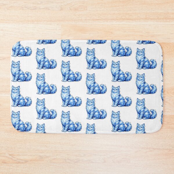 Item preview, Blue Crystal Longhaired Cat Geometry Facets Gemstone Art designed and sold by CLOUTKULT.