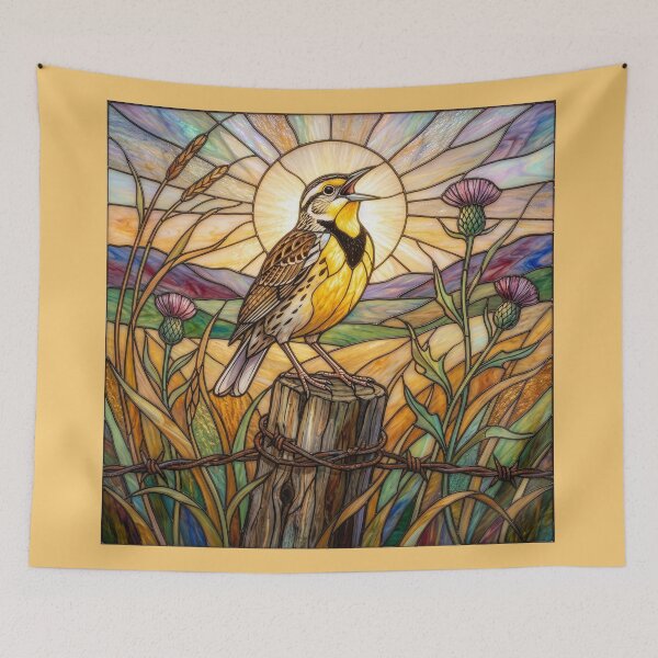 Item preview, Stained Glass Meadowlark Singing designed and sold by Tridentulus.