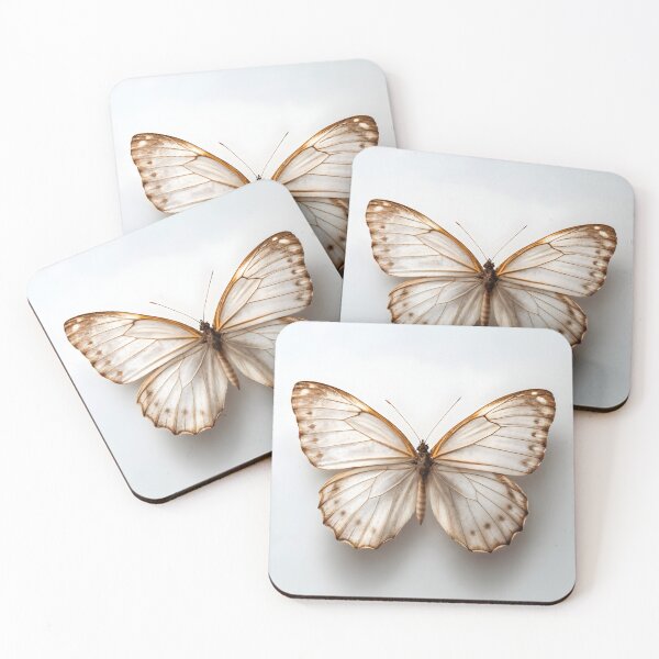 Item preview, Beautiful white butterfly with delicate brown markings on white background designed and sold by Creative88Art.