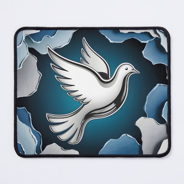 Item preview, Dove breaking through shattered blue and silver background designed and sold by Creative88Art.