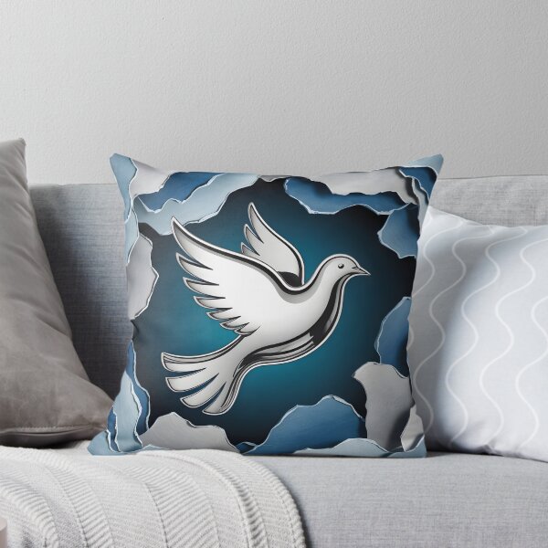 Item preview, Dove breaking through shattered blue and silver background designed and sold by Creative88Art.