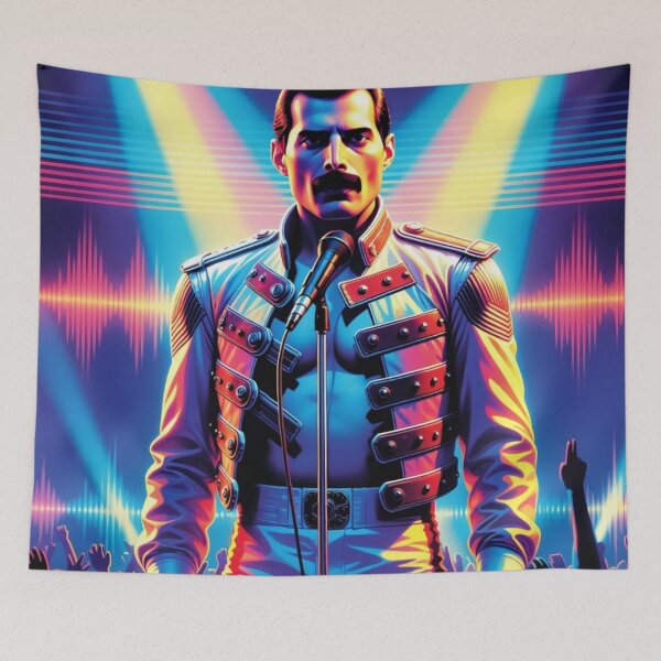 Item preview, Freddie Mercury Neon Stage Power Iconic Rock Opera Illustration designed and sold by SHOCAMPOS DESIGNS .