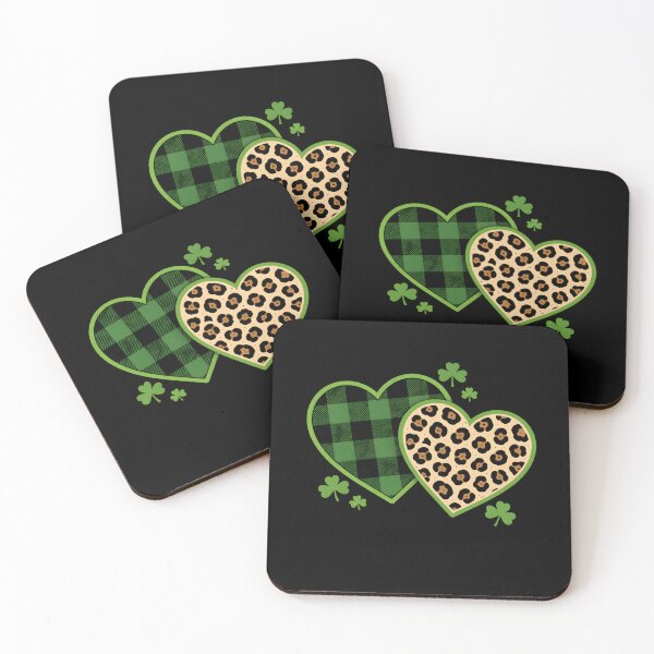 Item preview, Leopard print, lucky shamrock and plaid heart for St. Patrick's Day designed and sold by AsturShop.