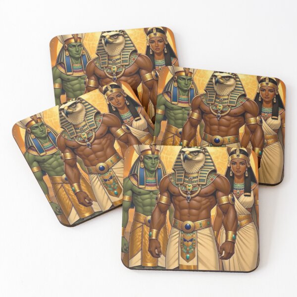 Item preview, Osiris Isis Horus Family Art | Ancient Egyptian Royal Deities | Kemetic Mythology Symbol designed and sold by BlackStarsCreations.