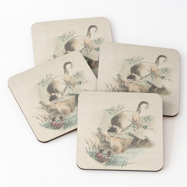Item preview, A Cat Hunting a Crab (French 1850–1914) Hand-colored etching designed and sold by dgelpicmdRB.